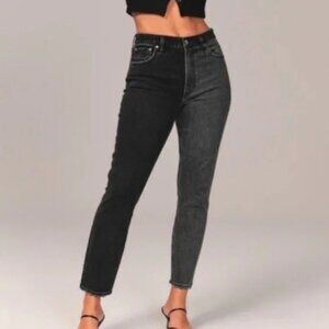 Abercrombie & Fitch Black Two-Tone Curve Love The Skinny High Rise Jeans 29 / 8